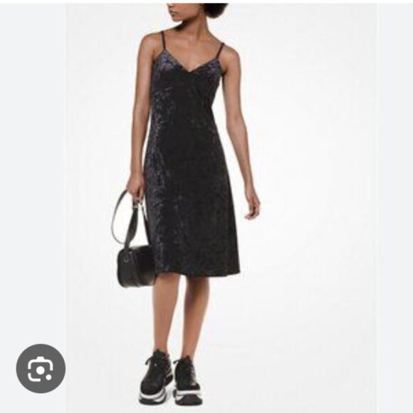 Michael Kors black Velvet slip midi dress, Small, NWT - Picture 2 of 9